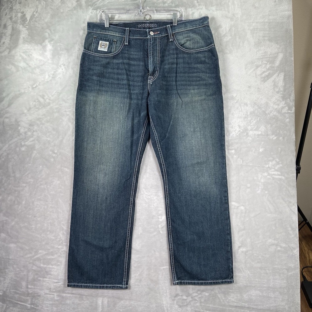 CINCH Jeans Mens 38x30 Straight Relaxed Fit Denim Western Cowboy Fading Blue